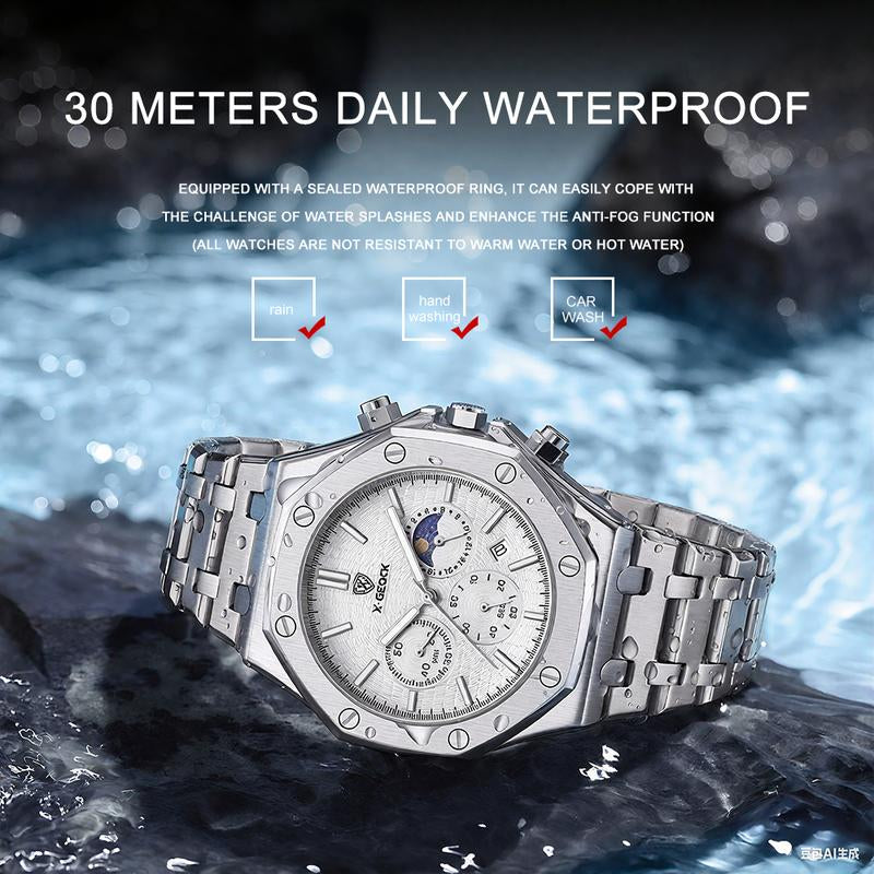 Smelody Men'S Watch Polygonal Dial Waterproof Luminous Chronograph Stopwatch