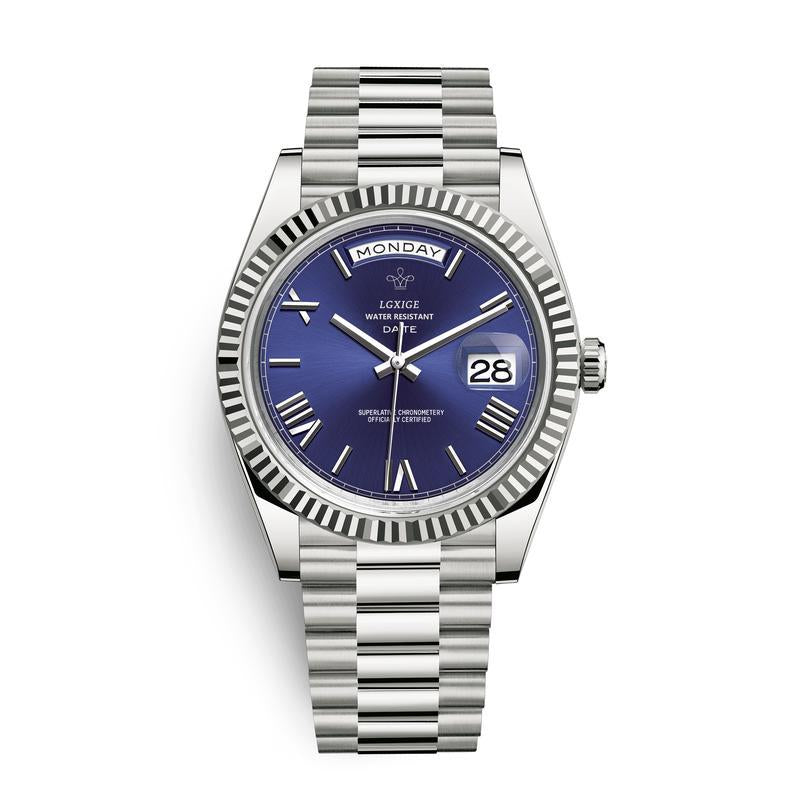 Sky Blue Watch of Men 40Mm Day Date Retro Quartz Wristwatches Top Brand Luxury Male Wrist Watch for Men Waterproof Clock（Gift）