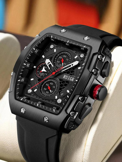 Men'S Sportive Digital Quartz Watch, Fashionable Square Dial Digital Durable Watch with Silicone Strap, Trendy Watch for Daily Life, Gifts with Box