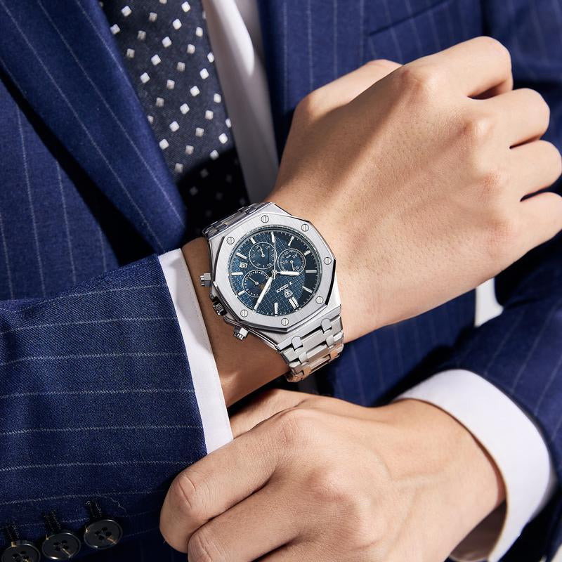 Smelody Men'S Watch Polygonal Dial Waterproof Luminous Chronograph Stopwatch