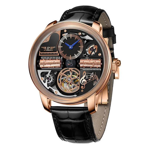 Pindu Music Box Series Men'S Mechanical Watch: European Fully Automatic Mechanical Movement, Sporty Personalized Design, Suitable for Parties and Creative Attire. Note That This Watch Has No Sound or Music.