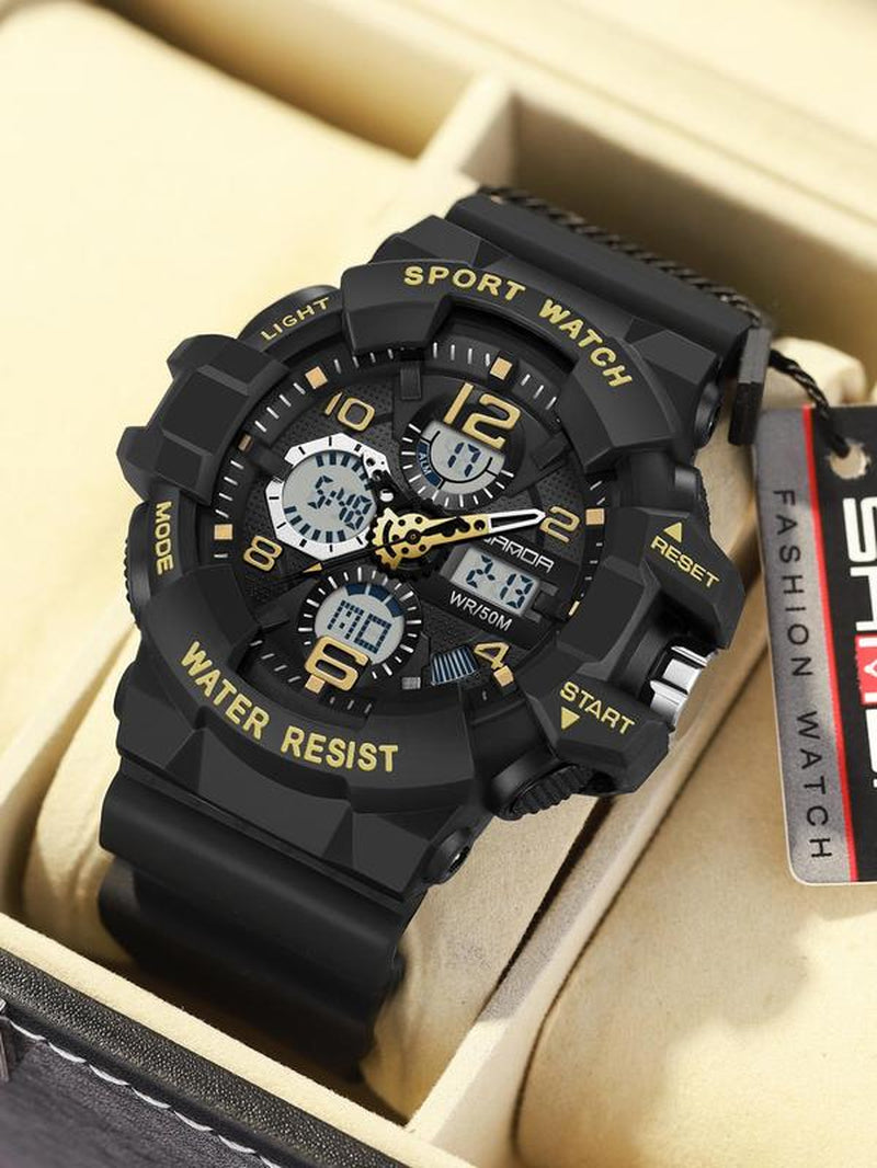 Men'S Sportive Digital Analog Quartz Watch, Fashionable Digital Watch with Alarm Mode, Trendy Watch for Daily Life, Tactical Sport Watch